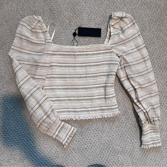 Gianni Bini NWT striped puffy sleeve blouse - Picture 3 of 7